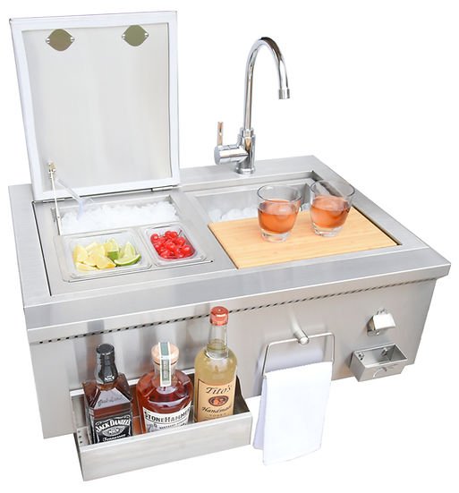 30" Built-In Bartender Cocktail Station With Sink Bottle Opener and Ice Chest - The Pizza Oven Guru