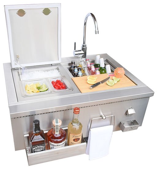 30" Built-In Bartender Cocktail Station With Sink Bottle Opener and Ice Chest - The Pizza Oven Guru