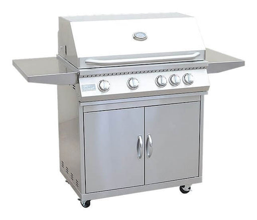 4 Burner 32 Inch Cart Model BBQ Grill With Locking Casters 304 Stainless Steel - The Pizza Oven Guru