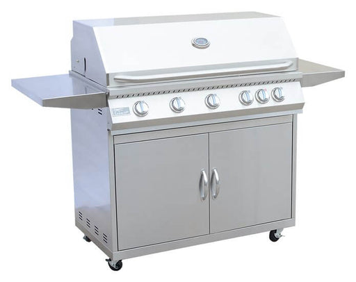 5 Burner 40 Inch Cart Model BBQ Grill With Locking Casters 304 Stainless Steel - The Pizza Oven Guru