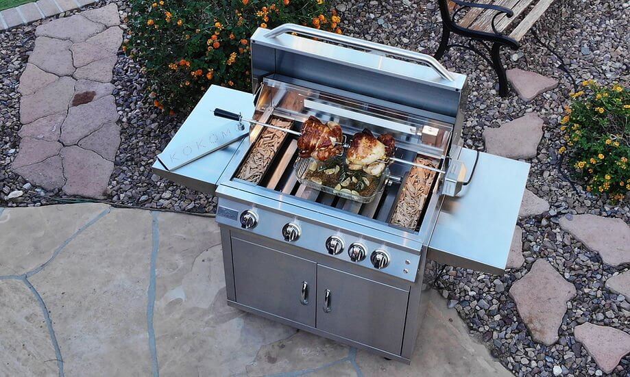 Professional 4 Burner 32 Inch Cart Model BBQ Grill With Lights & Locking Casters - The Pizza Oven Guru
