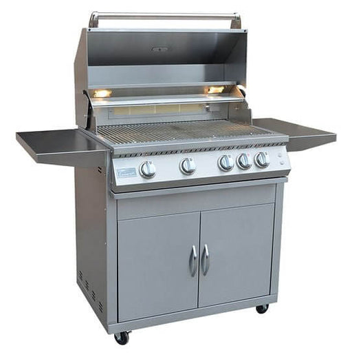 Professional 4 Burner 32 Inch Cart Model BBQ Grill With Lights & Locking Casters - The Pizza Oven Guru
