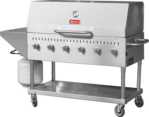 Stainless Steel Propane Outdoor BBQ Grill, 6 Burners, 96000BTU, Top And Side Shelf, 1 Roll Dome - The Pizza Oven Guru